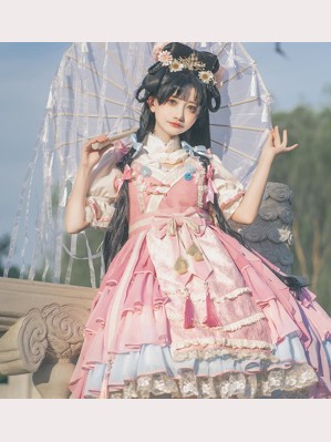 Peach Blossom Wine Qi Lolita Style Dress JSK Outfit by Ocelot (OT22)